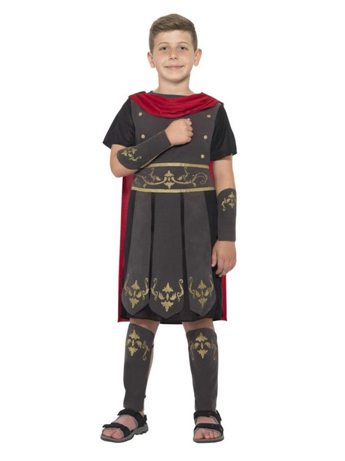 40" Black and Red Roman Soldier Boy Child Halloween Costume - Medium - IMAGE 1