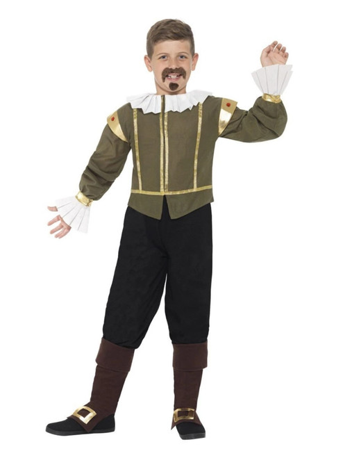 42" Green and Black Shakespeare Boy Child Halloween Costume - Large - IMAGE 1