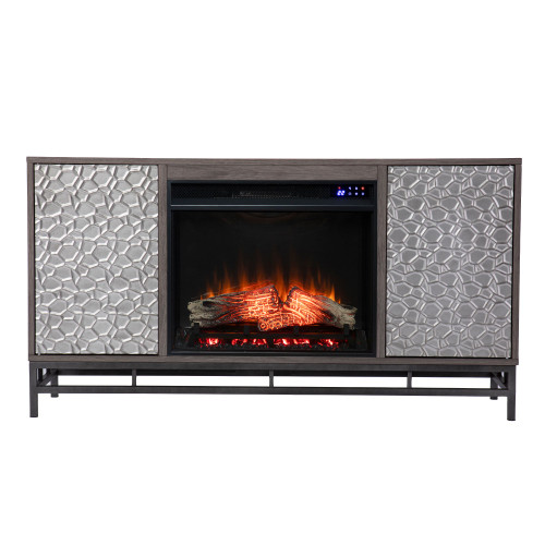 54.25" Gray and White Modern Style Electric Fireplace with Media Storage - IMAGE 1