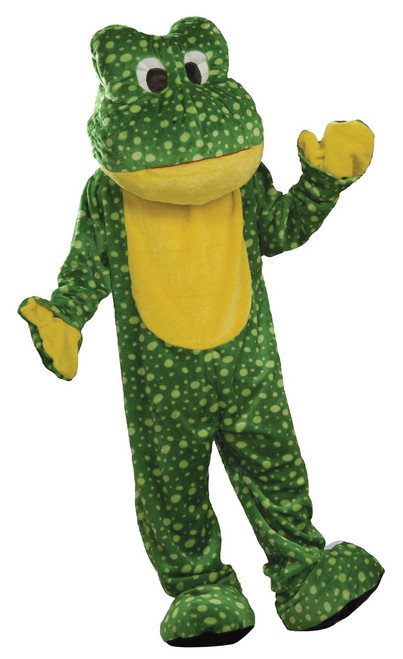 Green and Yellow Plush Frog Mascot Unisex Adult Halloween Costume - One Size - IMAGE 1