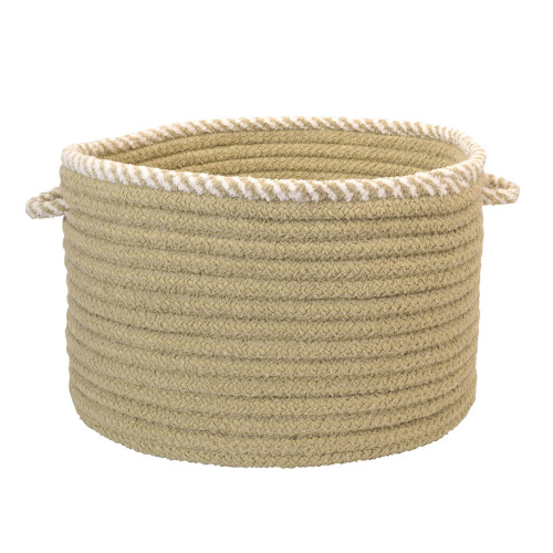 14" Green Hand Braided Round Basket - IMAGE 1