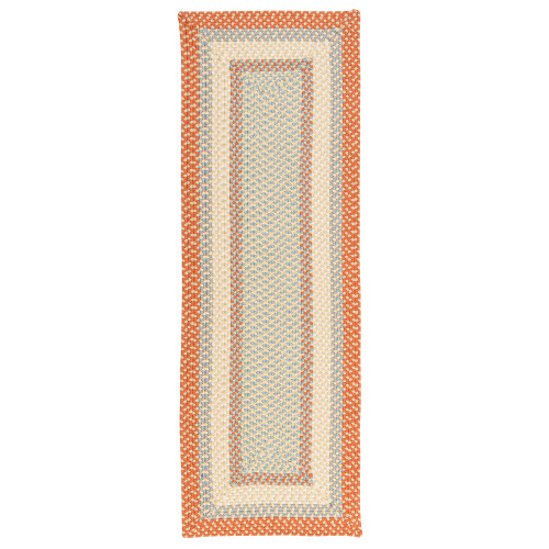 2' x 6' Orange and Green Rectangular Braided Runner Rug - IMAGE 1