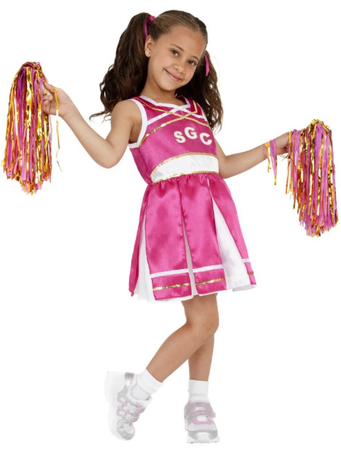 49" Pink and White Cheerleader Girl Child Girl Halloween Costume - Large - IMAGE 1