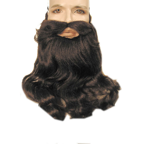 Medium Brown and Gray Full Face Human Hair Adult Men Halloween Beard Costume Accessory - One Size - IMAGE 1