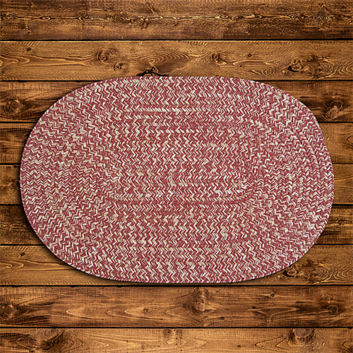 14" x 17" Rosewood Pink and White  Braided Oval Rug - IMAGE 1