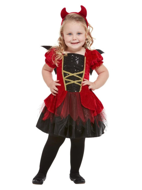 Red and Black Devil Girl Toddler Halloween Costume - T2 - IMAGE 1
