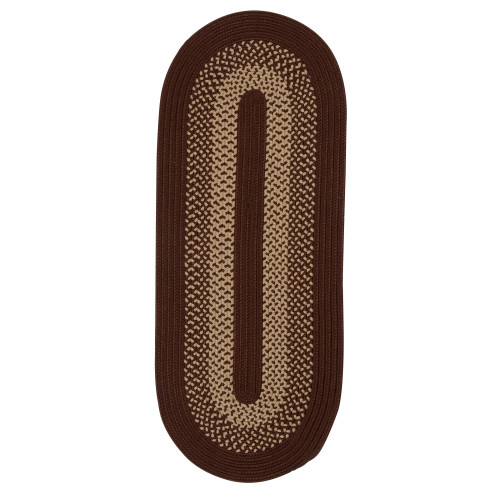 2' x 12' Chocolate Brown and Beige All Purpose Handcrafted Reversible Oval Area Throw Rug Runner - IMAGE 1