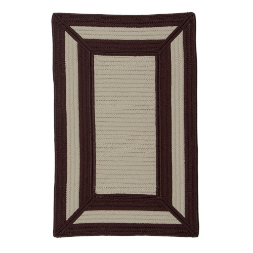 6' x 8' Brown and White Geometric Handcrafted Rectangular Outdoor Area Throw Rug - IMAGE 1