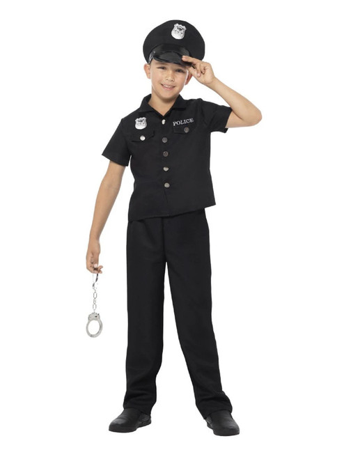 47.5" Black and White New York Cop Boy Child Halloween Costume - Large - IMAGE 1