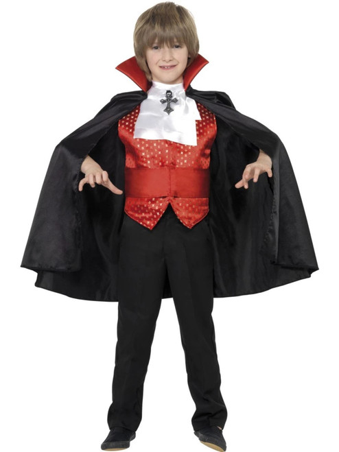 49" Black and Red Dracula Boy Child Halloween Costume - Small - IMAGE 1