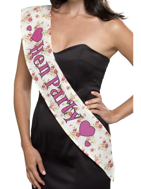 28" Pink and White Deluxe Hen Party Women Adult Halloween Sash Costume Accessory - One Size - IMAGE 1