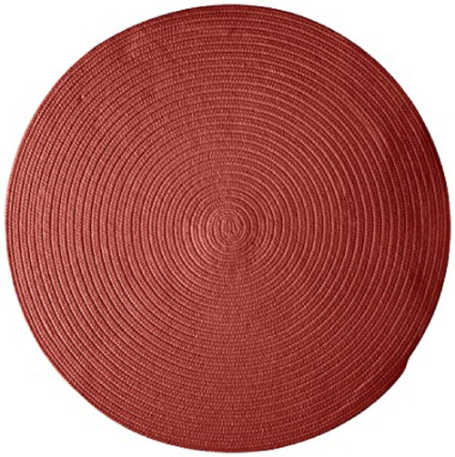 5' Maroon Red Solid Reversible Round Handcrafted Area Throw Rug - IMAGE 1