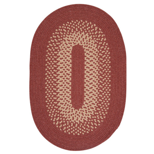 8' x 11' Red and Beige Reversible Oval Area Throw Rug - IMAGE 1