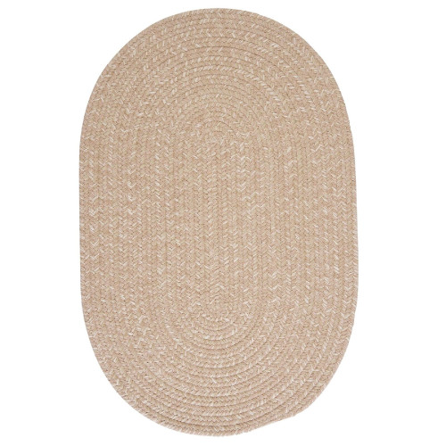 9' x 12' Beige Solid Oval Handmade Braided Area Throw Rug - IMAGE 1