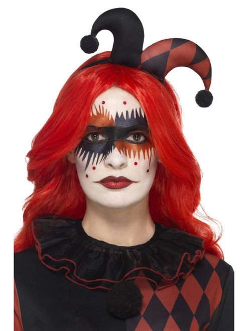 39" Red and Black Harlequin Women Adult Halloween Makeup Kit Costume Accessory - IMAGE 1