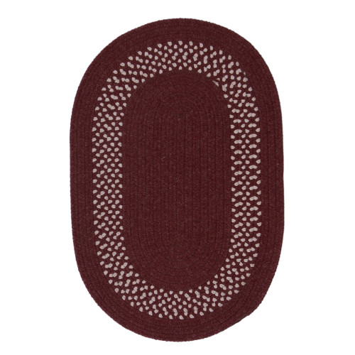 2' x 3' Maroon Red and Ivory Bordered All Purpose Handcrafted Reversible Oval Area Throw Rug - IMAGE 1