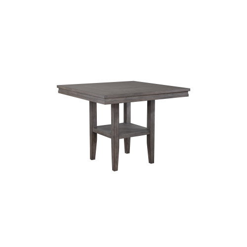 45” Handcrafted Gray Solid Oak Wood Square Pub Table with Shelf - IMAGE 1