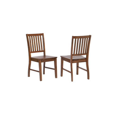 Set of 2 Amish Brown Handcrafted Wooden Slat Back Dining Chairs 36” - IMAGE 1