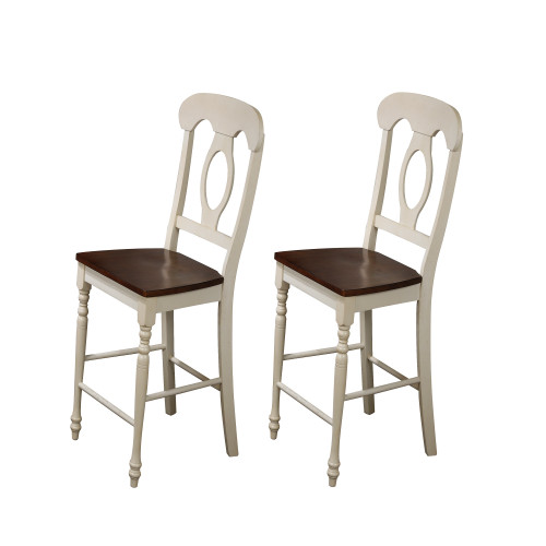 Set of 2 Antique White Elegant Andrews Napoleon Comfortable Barstool with Arms, 43" - IMAGE 1