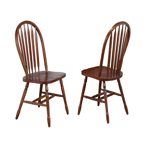 Set of 2 Brown Distressed Chestnut Andrews Arrowback Dining Chair – 38” - IMAGE 1