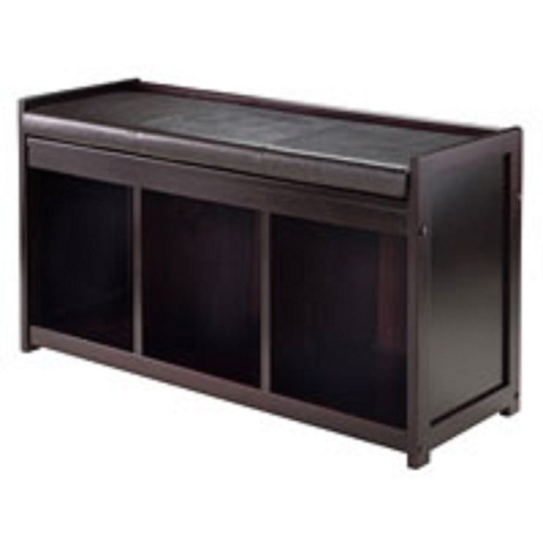 20.75” Espresso Brown Storage Bench with Cushion - IMAGE 1