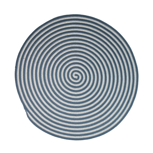 Blue and White Spiral Textured Handcrafted Reversible Round Door Mat 55" - IMAGE 1