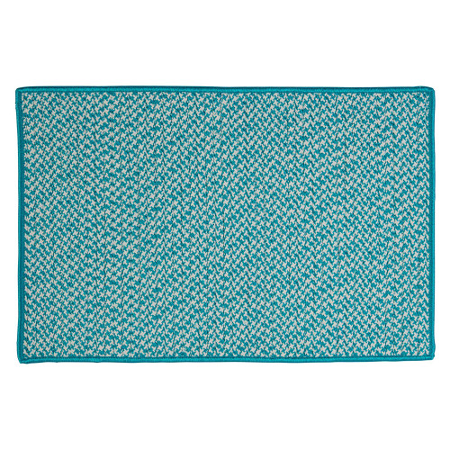 Aqua Blue and Off White Tweed Textured Handcrafted Reversible Door Mat 22" x 34" - IMAGE 1