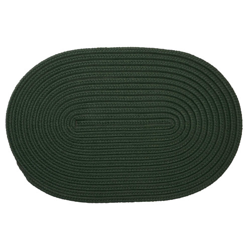 Solid Green Chevron Handcrafted Reversible Oval Door Mat 35" x 54" - IMAGE 1