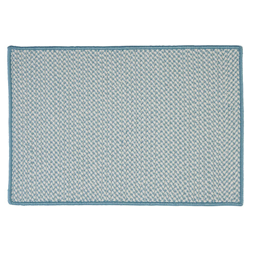 Sea Blue and Off White Tweed Handcrafted Reversible Door Mat 30" x 48" - IMAGE 1