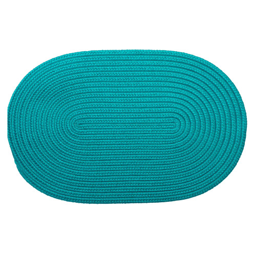 Turquoise Blue Solid Textured Handcrafted Reversible Oval Door Mat 45" x 70" - IMAGE 1