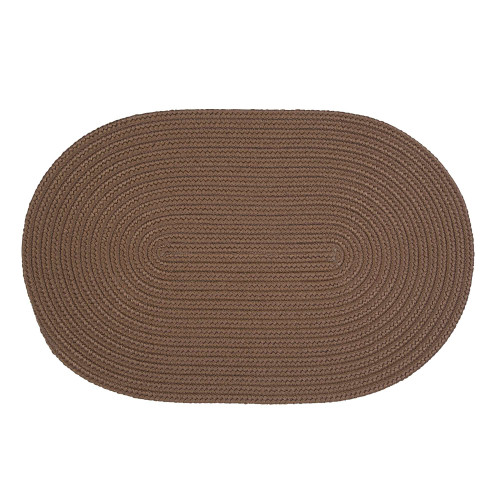 Cashew Brown Solid Textured Handcrafted Reversible Oval Door Mat 22" x 34" - IMAGE 1