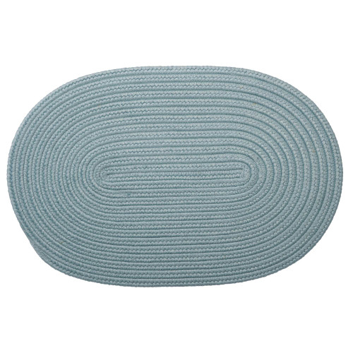 Sea Blue Solid Textured Handcrafted Reversible Oval Door Mat 45" x 70" - IMAGE 1