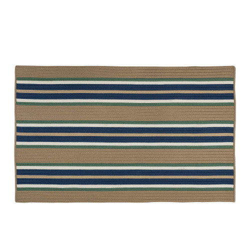 Brown and Blue Striped Handcrafted Reversible Door Mat 26" x 40" - IMAGE 1