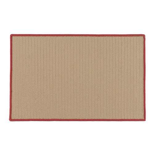 Beige and Red Handcrafted Reversible Solid Bordered Door Mat 35" x 54" - IMAGE 1