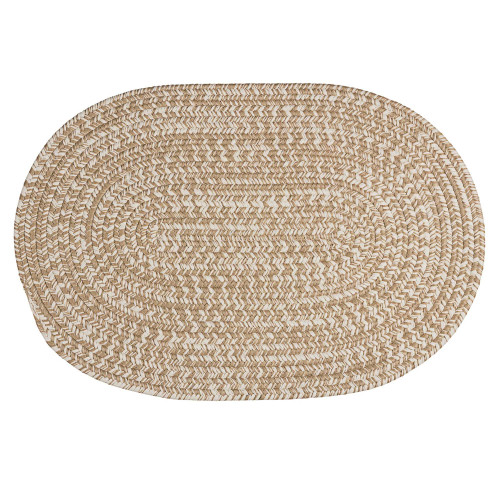 Beige and Off White Tweed Handcrafted Reversible Oval Door Mat 22" x 34" - IMAGE 1