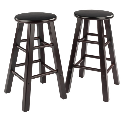 Set of 2 Espresso Brown Solid Wood Counter Stools 23.75" - IMAGE 1