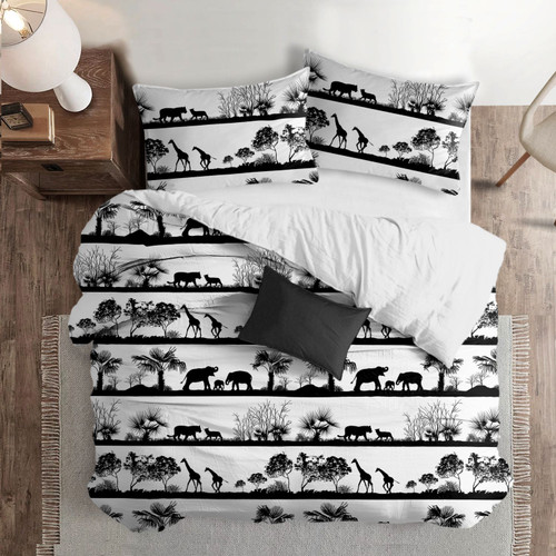 Set of 2 White and Black Sahara Comforter with Pillow Sham - Twin - IMAGE 1