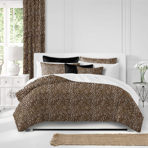 Set of 3 Black and Brown Leopard Print Comforter with Pillow Shams - Queen Size - IMAGE 1