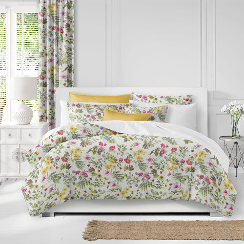 Set of 3 White and Pink Floral Comforter with Pillow Shams - California King Size - IMAGE 1