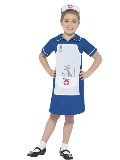 58" Blue and White Nurse Girl Child Halloween Costume - Small - IMAGE 1