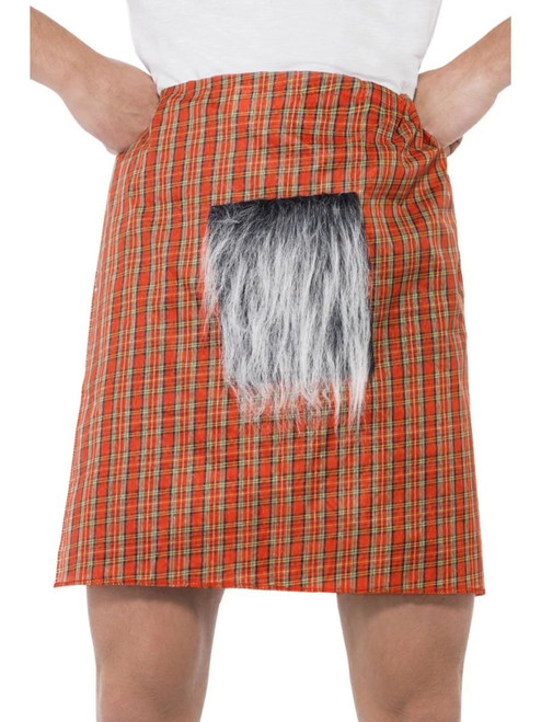 31" Red and Gray Unisex Adult Halloween Tartan Kilt with Sporran Costume Accessory - One Size - IMAGE 1