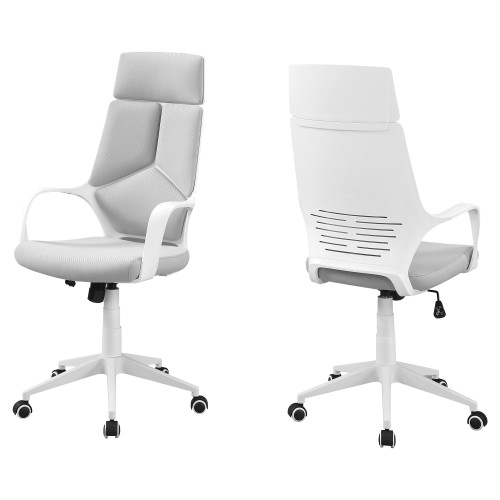 45.75" White and Gray Contemporary Upholstered Office Chair - IMAGE 1