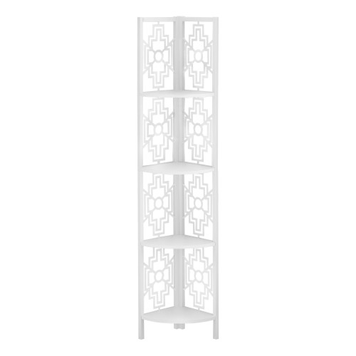 61.5" White Transitional Four Tier Etagere Bookcase - IMAGE 1