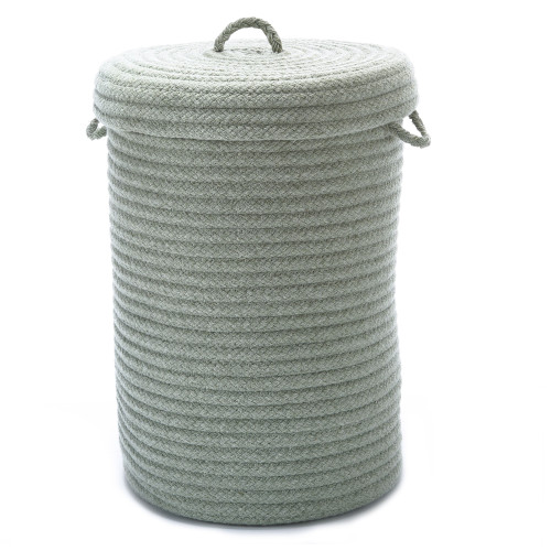 24" Green Handmade Braided Hamper With Lid - IMAGE 1