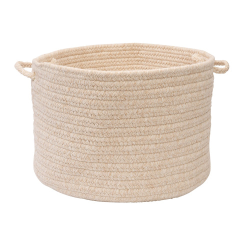 14" Beige Handmade Braided Round Basket - IMAGE 1