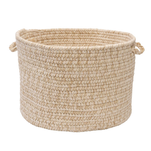 18" Beige Handmade Braided Basket with Handle - IMAGE 1