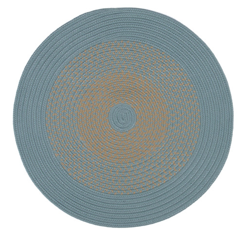12' Blue and Tan All Purpose Handcrafted Reversible Round Outdoor Area Throw Rug - IMAGE 1