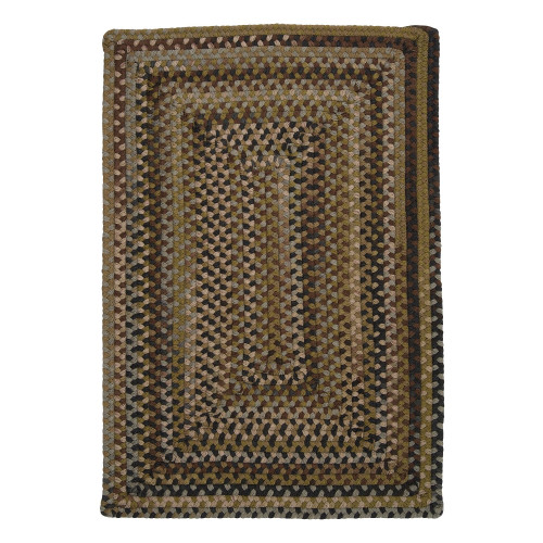 5' x 8' Green and Brown Braided Rectangular Area Throw Rug - IMAGE 1