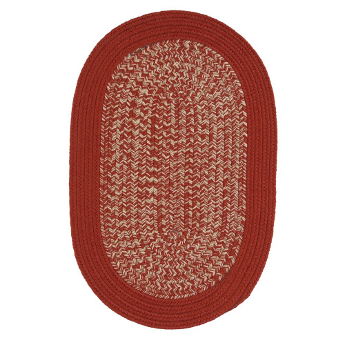 5' x 8' Cherry Red and White All Purpose Handcrafted Reversible Oval Outdoor Area Throw Rug - IMAGE 1