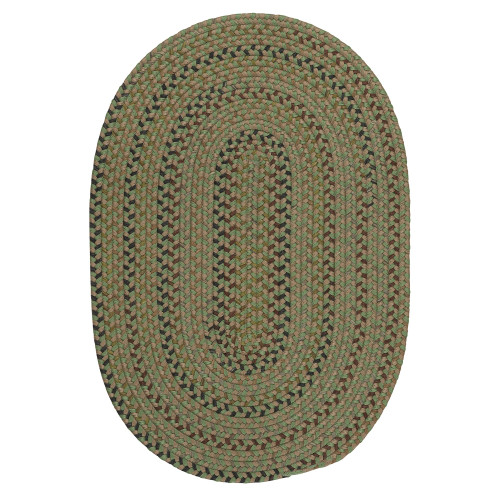 2' x 7' Olive Green and Brown All Purpose Handcrafted Reversible Oval Area Throw Rug Runner - IMAGE 1